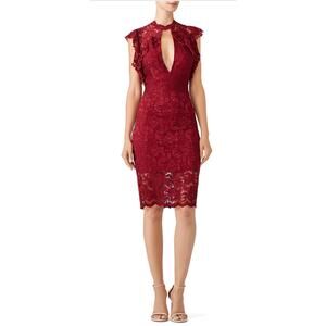 Saylor Red Lace Keyhole Dress L